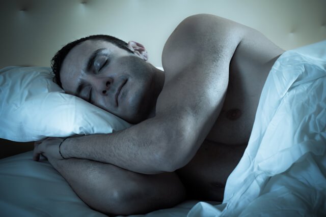 A man sleeps at night