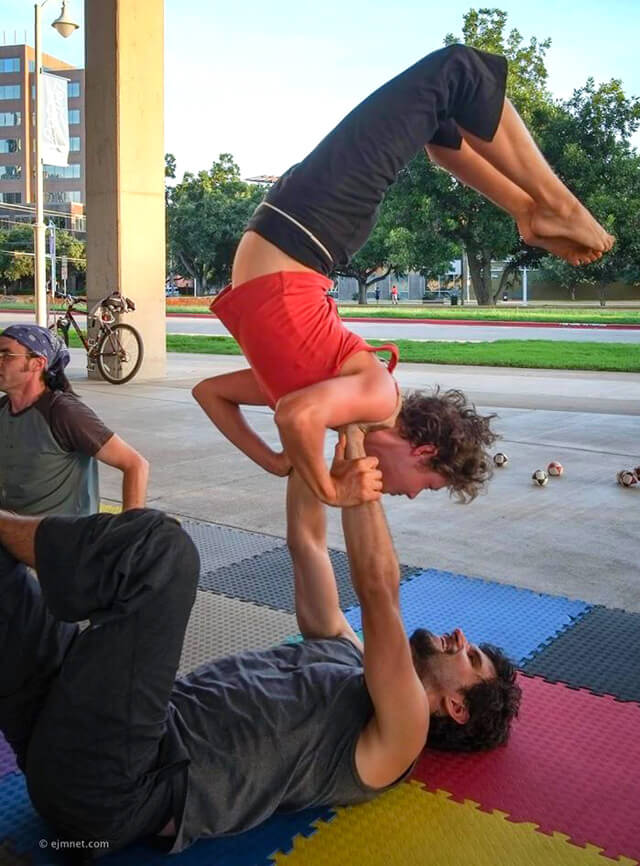 Katy Craine performs acro outdoors