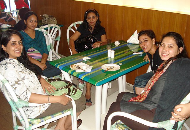 Rupinder Kaur with company at a restaurant