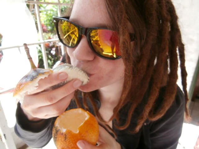 Brittany Taylor eats passion fruit