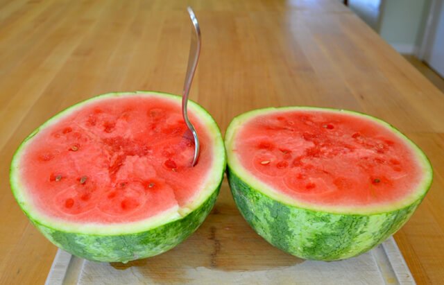 Watermelon cut into two halves