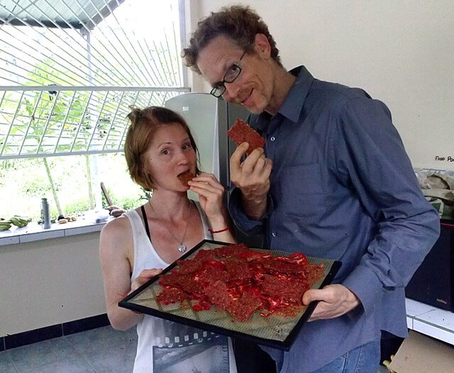 Jay Kaiser samples dehydrated chips