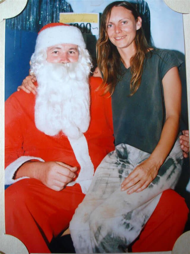 Kvetoslava Martinec sits on Santa Claus' lap