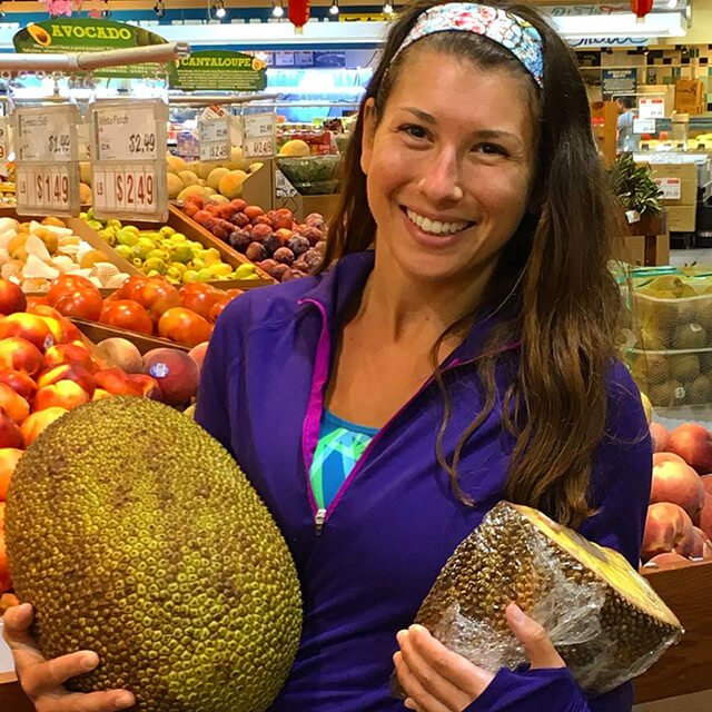 Rawthenticity's Lori Weiss holds jackfruit