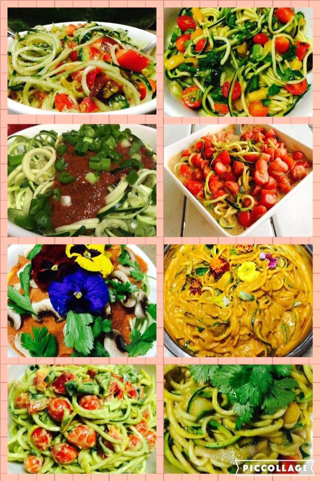 A collage of raw food dishes