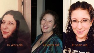 Rebecca Rosenberg is photographed at 16, 25 and 31 years of age
