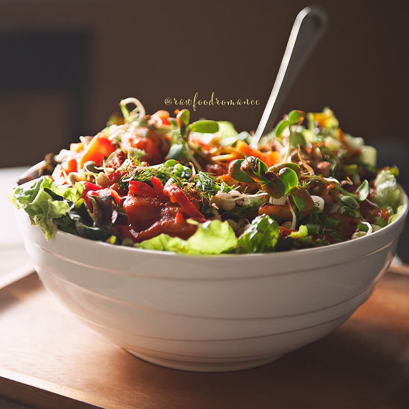 A colorful, sunlighted salad made by Melissa Raimondi