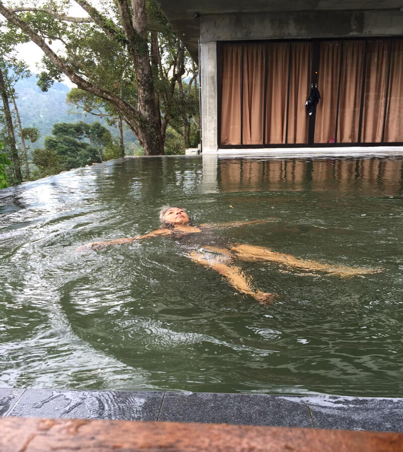 Ping Chan floats on water
