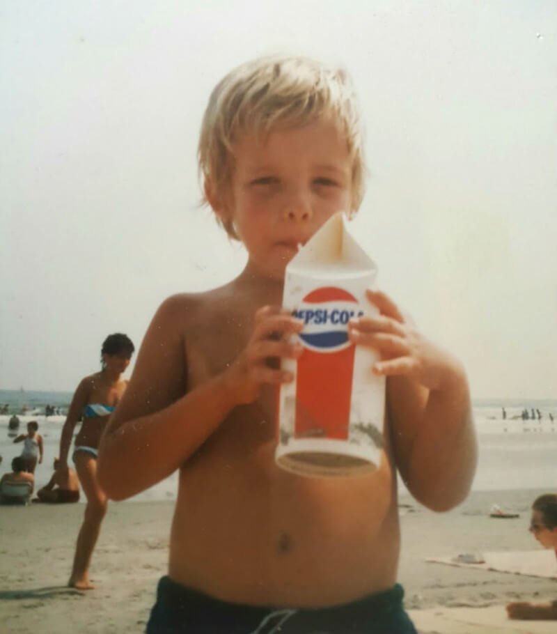 Dan McGrogan is photographed as a youngster on a beach