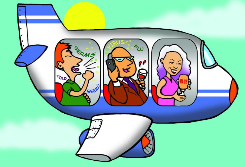 Illustration of pathogens from Flying Safely by Katharine Clark