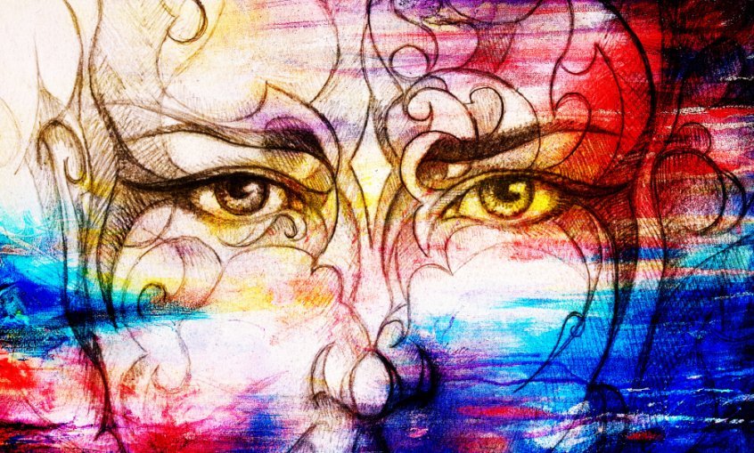 Health transformation - man with eyes visualizing - Fruit-Powered